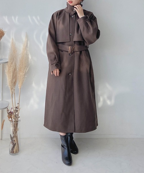 セール】♪2WAYアレンジ衿シングル ステンカラーオーバーロングコート