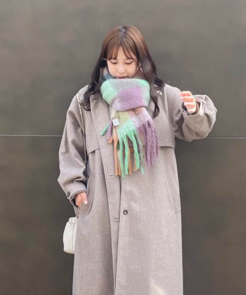 【セール】♪2WAYアレンジ衿シングル ステンカラーオーバーロングコート（ステンカラーコート）｜AS KNOW AS plus（アズノゥアズプラス）