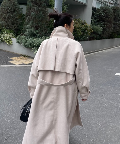 【セール】♪2WAYアレンジ衿シングル ステンカラーオーバーロングコート（ステンカラーコート）｜AS KNOW AS plus（アズノゥアズプラス）