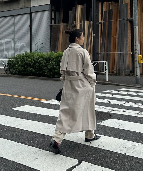 【セール】♪2WAYアレンジ衿シングル ステンカラーオーバーロングコート（ステンカラーコート）｜AS KNOW AS plus（アズノゥアズプラス）
