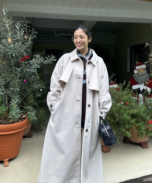 【セール】♪2WAYアレンジ衿シングル ステンカラーオーバーロングコート（ステンカラーコート）｜AS KNOW AS plus（アズノゥアズプラス）