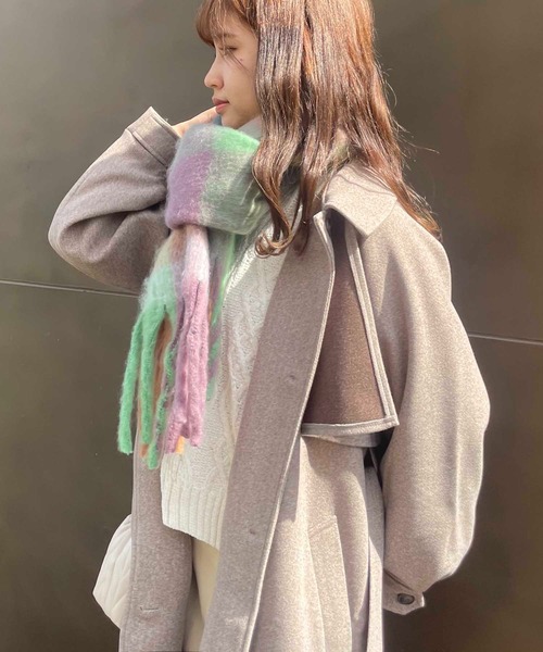 【セール】♪2WAYアレンジ衿シングル ステンカラーオーバーロングコート（ステンカラーコート）｜AS KNOW AS plus（アズノゥアズプラス）