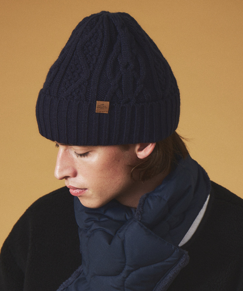 Ruben（ルーベン）の「【RUBEN/ルーベン】CABLE BORE WATCHCAP/ケーブル裏ボアフリースワッチキャップ（ニットキャップ/ビーニー・メンズ・ブラック/ベージュ/ネイビー/グレー/グリーン/オレンジ系その他/グレイッシュベージュ/ワイン・フリー）」の6枚目の写真