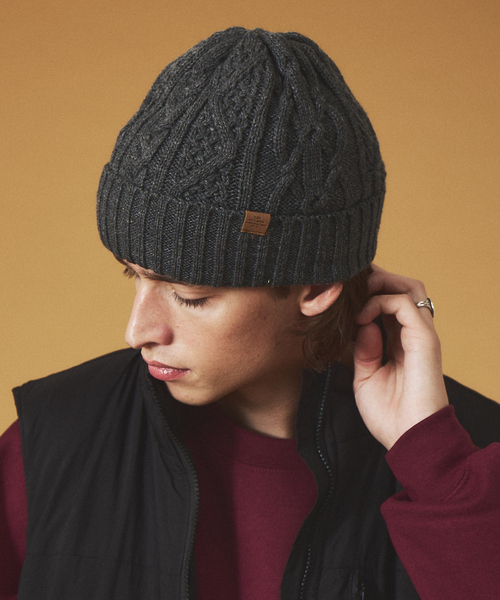 Ruben（ルーベン）の「【RUBEN/ルーベン】CABLE BORE WATCHCAP/ケーブル裏ボアフリースワッチキャップ（ニットキャップ/ビーニー・メンズ・ブラック/ベージュ/ネイビー/グレー/グリーン/オレンジ系その他/グレイッシュベージュ/ワイン・フリー）」の2枚目の写真