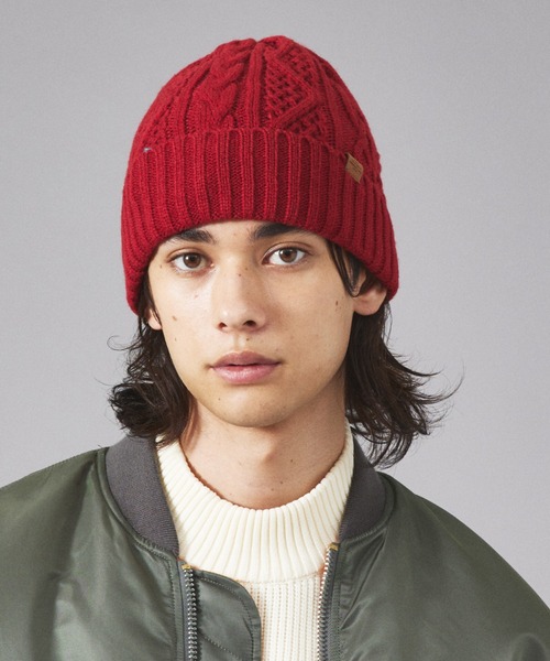 Ruben（ルーベン）の「【RUBEN/ルーベン】CABLE BORE WATCHCAP/ケーブル裏ボアフリースワッチキャップ（ニットキャップ/ビーニー・メンズ・ブラック/ベージュ/ネイビー/グレー/グリーン/オレンジ系その他/グレイッシュベージュ/ワイン・フリー）」の7枚目の写真