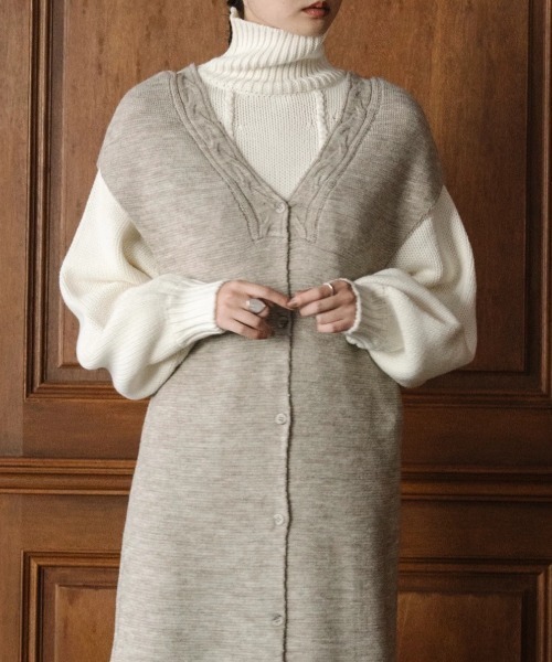 WILLFULLY(ウィルフリー)の「asymmetry rib turtle knit(ニット/セーター・レディース・ダークブラウン/アイボリー・FREE)」の17枚目の写真