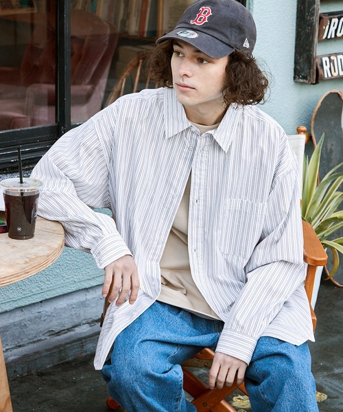 BARK MANHATTAN（バークマンハッタン）の「ビッグシルエットブロードL/Sレギュラーカラーシャツ（シャツ/ブラウス・メンズ・ブルー系/ブルー/ブラック/ホワイト/グレー系・M/L）」の4枚目の写真