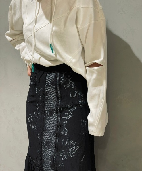 AULA AILA（アウラアイラ）の「AULA AILA/アウラアイラ/別注ＭＩＸレーススカート（スカート・レディース・ブラック・0/1）」の5枚目の写真