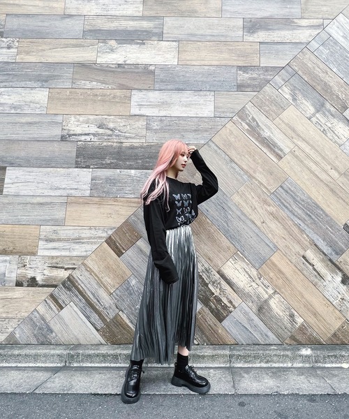 Figments（フィグメンツ）の「メタリックプリーツロングスカート（スカート・レディース・ブラック/シルバー・FREE）」の7枚目の写真