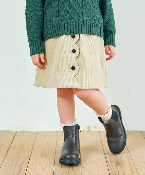 apres les cours(アプレレクール)の「スカラップスカート(スカート・キッズ・エンジ/ベージュ/インディゴブルー・120/100/130/80/110/90)」の2枚目の写真