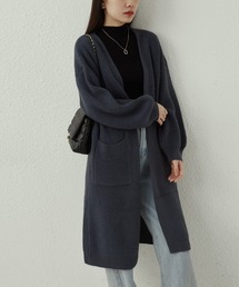 ゆったりロングノーカラーカーディガン