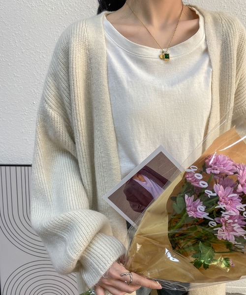 MAISON DE THERESE(メゾン ド テレーズ)の「ゆったりロングノーカラーカーディガン(カーディガン/ボレロ・レディース・アイボリー/グレー/ベージュ/ネイビー/ブルー系・FREE)」の1枚目の写真