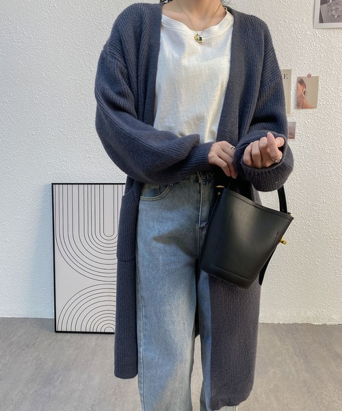 MAISON DE THERESE(メゾン ド テレーズ)の「ゆったりロングノーカラーカーディガン(カーディガン/ボレロ・レディース・アイボリー/グレー/ベージュ/ネイビー/ブルー系・FREE)」の7枚目の写真