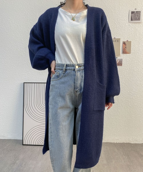 MAISON DE THERESE(メゾン ド テレーズ)の「ゆったりロングノーカラーカーディガン(カーディガン/ボレロ・レディース・アイボリー/グレー/ベージュ/ネイビー/ブルー系・FREE)」の14枚目の写真