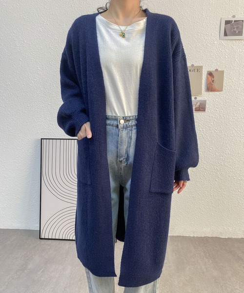 MAISON DE THERESE(メゾン ド テレーズ)の「ゆったりロングノーカラーカーディガン(カーディガン/ボレロ・レディース・アイボリー/グレー/ベージュ/ネイビー/ブルー系・FREE)」の13枚目の写真