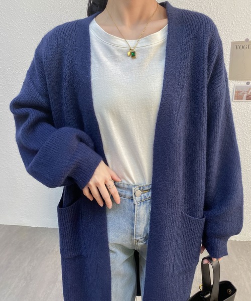 MAISON DE THERESE(メゾン ド テレーズ)の「ゆったりロングノーカラーカーディガン(カーディガン/ボレロ・レディース・アイボリー/グレー/ベージュ/ネイビー/ブルー系・FREE)」の15枚目の写真