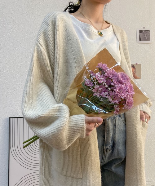 MAISON DE THERESE(メゾン ド テレーズ)の「ゆったりロングノーカラーカーディガン(カーディガン/ボレロ・レディース・アイボリー/グレー/ベージュ/ネイビー/ブルー系・FREE)」の18枚目の写真