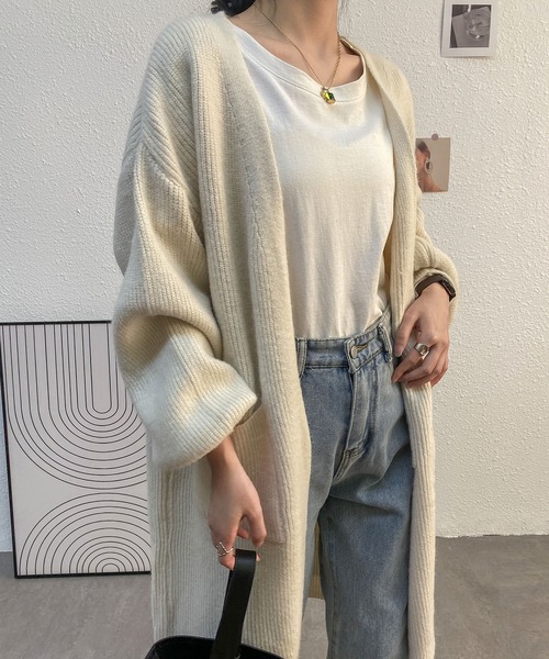 MAISON DE THERESE(メゾン ド テレーズ)の「ゆったりロングノーカラーカーディガン(カーディガン/ボレロ・レディース・アイボリー/グレー/ベージュ/ネイビー/ブルー系・FREE)」の20枚目の写真