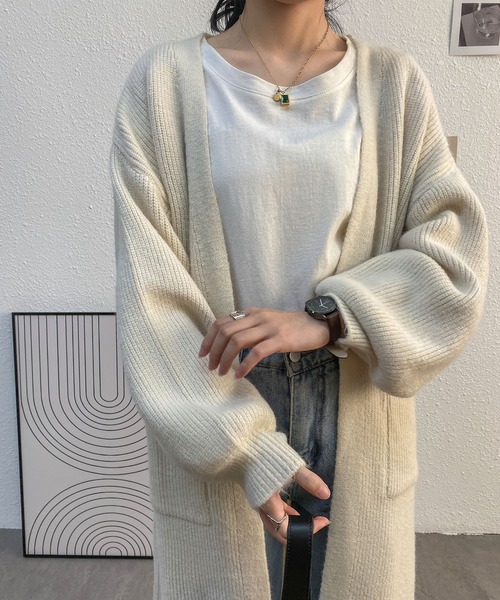 MAISON DE THERESE(メゾン ド テレーズ)の「ゆったりロングノーカラーカーディガン(カーディガン/ボレロ・レディース・アイボリー/グレー/ベージュ/ネイビー/ブルー系・FREE)」の22枚目の写真