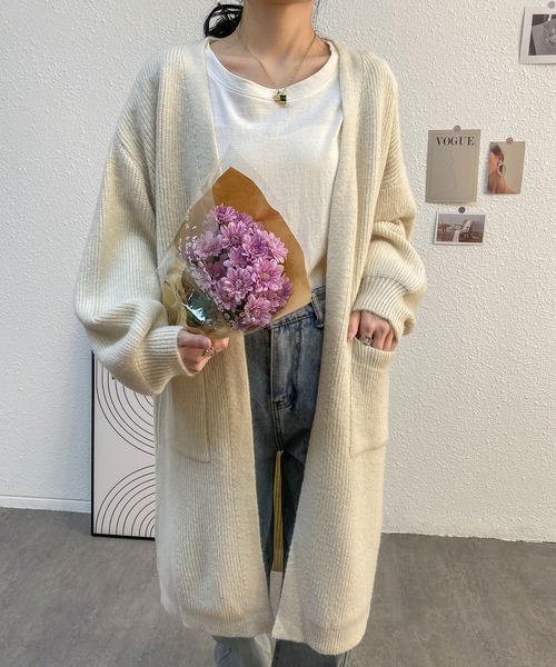 MAISON DE THERESE(メゾン ド テレーズ)の「ゆったりロングノーカラーカーディガン(カーディガン/ボレロ・レディース・アイボリー/グレー/ベージュ/ネイビー/ブルー系・FREE)」の17枚目の写真