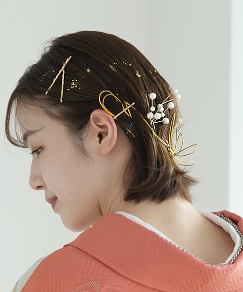 utatane(ウタタネ)の「髪飾り 金箔水引ヘア20点セット(和装小物・レディース・ゴールド/ゴールド系1・FREE)」の18枚目の写真