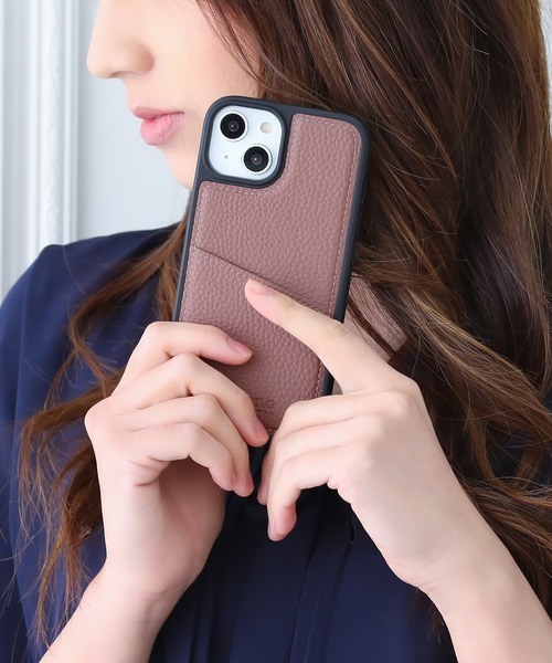 NANO universe（ナノユニバース）の「iPhone14 iPhone14Pro iPhone13 iPhoneSE カード収納付き 背面ケース ナノユニバース スマホケース [シンプルロゴ背面]（スマホケース/カバー・レディース・グレー/ブラック/ブラウン/ベージュ・O/N/A）」の4枚目の写真