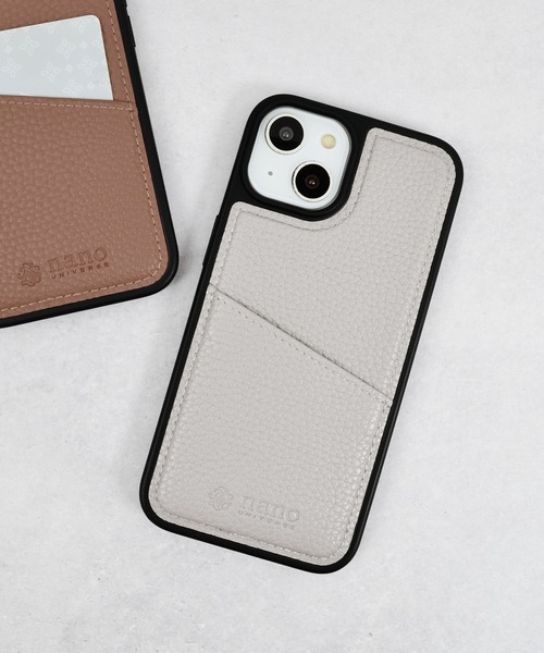 NANO universe（ナノユニバース）の「iPhone14 iPhone14Pro iPhone13 iPhoneSE カード収納付き 背面ケース ナノユニバース スマホケース [シンプルロゴ背面]（スマホケース/カバー・レディース・グレー/ブラック/ブラウン/ベージュ・O/N/A）」の3枚目の写真