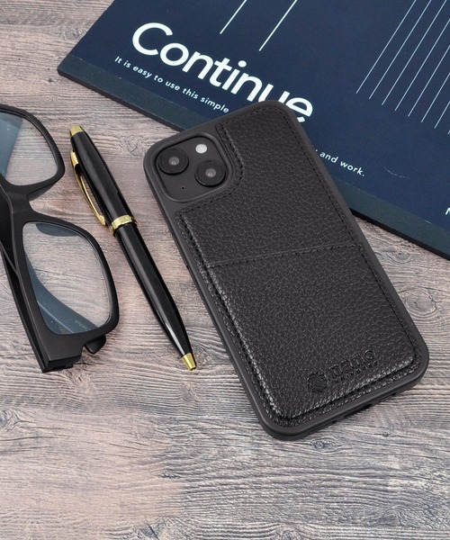 NANO universe（ナノユニバース）の「iPhone14 iPhone14Pro iPhone13 iPhoneSE カード収納付き 背面ケース ナノユニバース スマホケース [シンプルロゴ背面]（スマホケース/カバー・レディース・グレー/ブラック/ブラウン/ベージュ・O/N/A）」の2枚目の写真