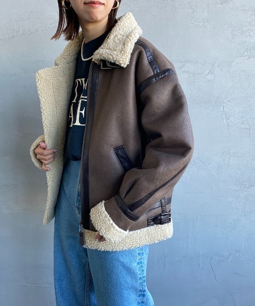 Alpha Industries（アルファインダストリーズ）の「[ALPHA/アルファ] B-3 フェイクムートン ミリタリーボアジャケット（ミリタリージャケット・レディース・ブラック/ブラウン・M）」の20枚目の写真