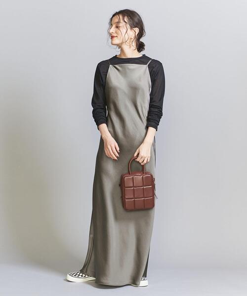 BEAUTY&YOUTH UNITED ARROWS（ビューティーアンドユースユナイテッドアローズ）の「ポリエステルサテン バイアス キャミワンピース -ウォッシャブル-（ワンピース・レディース・ブラック/ダークグレー・S/M）」の10枚目の写真