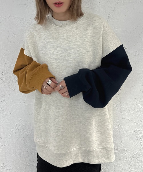 apres jour mignon(アプレジュールミニョン)の「袖配色スウェット【ZOZOTOWN限定アイテム】(スウェット・レディース・ベージュ系その他/ナチュラル/アイボリー・X-LARGE/フリー)」の11枚目の写真