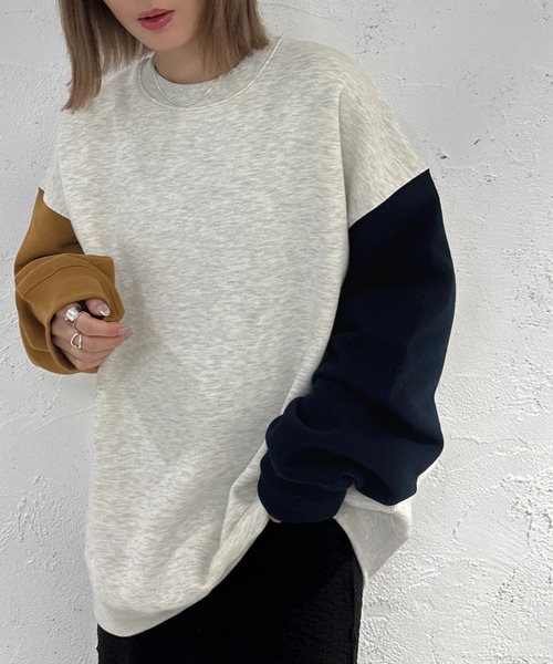 apres jour mignon(アプレジュールミニョン)の「袖配色スウェット【ZOZOTOWN限定アイテム】(スウェット・レディース・ベージュ系その他/ナチュラル/アイボリー・X-LARGE/フリー)」の12枚目の写真