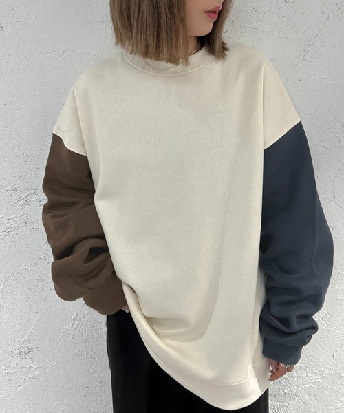 apres jour mignon(アプレジュールミニョン)の「袖配色スウェット【ZOZOTOWN限定アイテム】(スウェット・レディース・ベージュ系その他/ナチュラル/アイボリー・X-LARGE/フリー)」の5枚目の写真