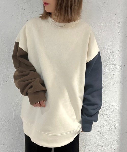 apres jour mignon(アプレジュールミニョン)の「袖配色スウェット【ZOZOTOWN限定アイテム】(スウェット・レディース・ベージュ系その他/ナチュラル/アイボリー・X-LARGE/フリー)」の7枚目の写真