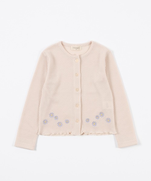 trois lapins kp（トロワラパンケーピー）の「お花刺しゅう ジャガードカーディガン(110～160)（カーディガン/ボレロ・キッズ・ブルー系その他/キナリ・130cm/160cm/140cm/120cm/110cm/150cm）」の2枚目の写真
