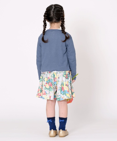 trois lapins kp（トロワラパンケーピー）の「お花刺しゅう ジャガードカーディガン(110～160)（カーディガン/ボレロ・キッズ・ブルー系その他/キナリ・130cm/160cm/140cm/120cm/110cm/150cm）」の4枚目の写真