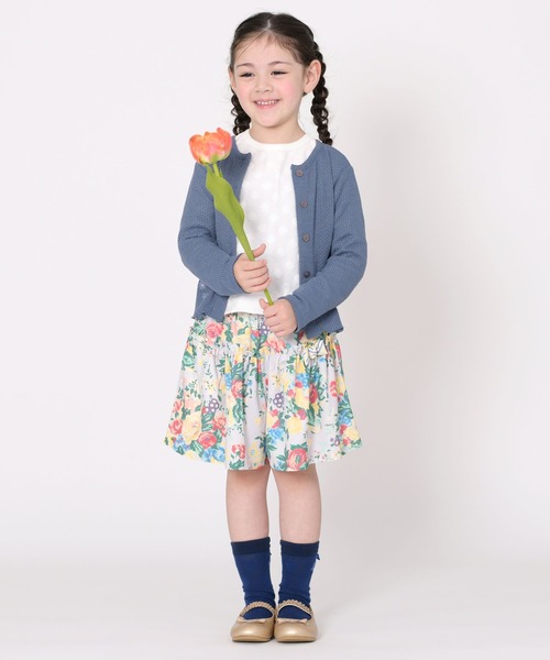 trois lapins kp（トロワラパンケーピー）の「お花刺しゅう ジャガードカーディガン(110～160)（カーディガン/ボレロ・キッズ・ブルー系その他/キナリ・130cm/160cm/140cm/120cm/110cm/150cm）」の3枚目の写真