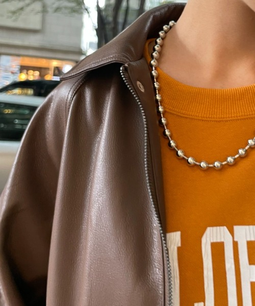 CIAOPANIC（チャオパニック）の「オーバーサイズフェイクレザージャケット（ブルゾン・レディース・ブラック/アイボリー/ブラウン・MEDIUM/LARGE）」の5枚目の写真