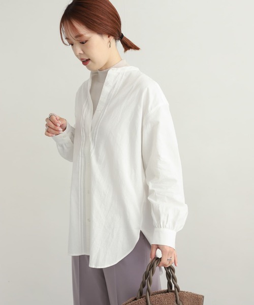 URBAN RESEARCH DOORS(アーバンリサーチドアーズ)の「ピンタックシャツチュニック(シャツ/ブラウス・レディース・ブラック/ベージュ/オフホワイト・MEDIUM)」の6枚目の写真