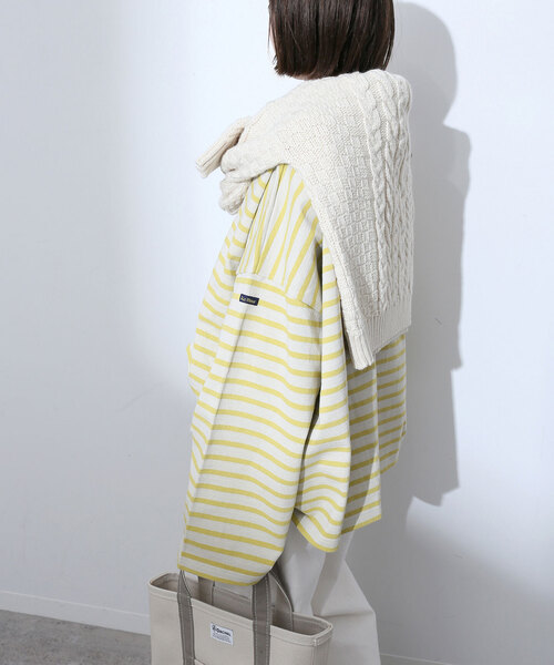 SLOBE IENA（スローブイエナ）の「【LE MINOR/ルミノア】SLOBE別注 ビッグボーダーカットソー（Tシャツ/カットソー・レディース・グリーン/イエロー・FREE）」の20枚目の写真