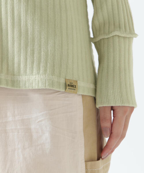 AVIREX（アヴィレックス）の「《直営店限定》RANDOM RIB MILITARY TOPS/ ランダムリブミリタリートップス（Tシャツ/カットソー・レディース・ブラック/ホワイト系2/ミント・M/S）」の17枚目の写真