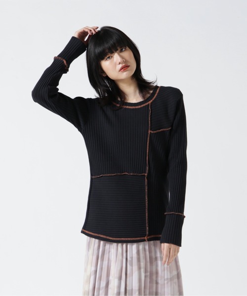 AVIREX（アヴィレックス）の「《直営店限定》RANDOM RIB MILITARY TOPS/ ランダムリブミリタリートップス（Tシャツ/カットソー・レディース・ブラック/ホワイト系2/ミント・M/S）」の3枚目の写真