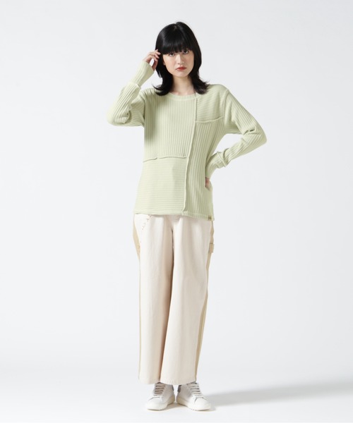 AVIREX（アヴィレックス）の「《直営店限定》RANDOM RIB MILITARY TOPS/ ランダムリブミリタリートップス（Tシャツ/カットソー・レディース・ブラック/ホワイト系2/ミント・M/S）」の5枚目の写真