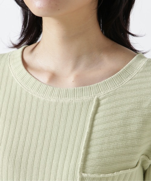 AVIREX（アヴィレックス）の「《直営店限定》RANDOM RIB MILITARY TOPS/ ランダムリブミリタリートップス（Tシャツ/カットソー・レディース・ブラック/ホワイト系2/ミント・M/S）」の8枚目の写真