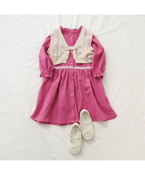 apres les cours（アプレレクール）の「【前後OK】2WAYリボンニットベスト（ニット/セーター・キッズ・イエロー/アイボリー・100/120/140）」の5枚目の写真