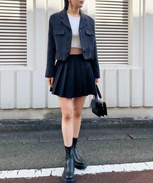 Jewelobe（ジュエローブ）の「コンパクトジャケット×プリーツミニスカートセットアップ（セットアップ）」