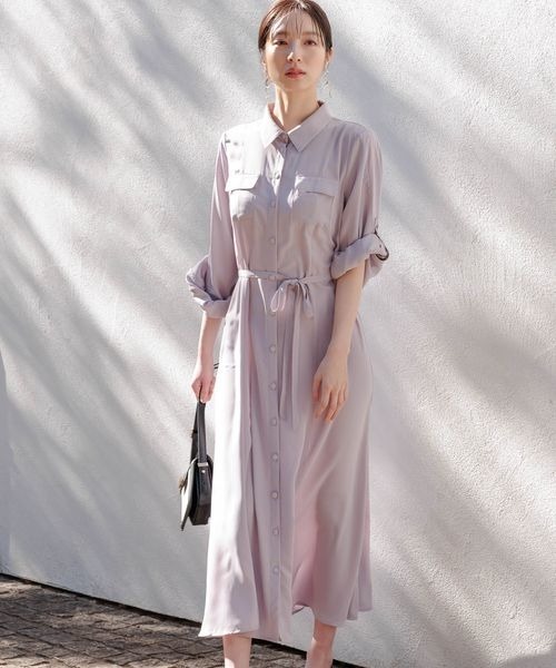 Andemiu(アンデミュウ)の「【WEB限定】フロントボタンナローワンピース187963(ワンピース・レディース・ネイビー/グリーン/ラベンダー/ライトグリーン/ブルー系その他/グレー・FREE)」の12枚目の写真