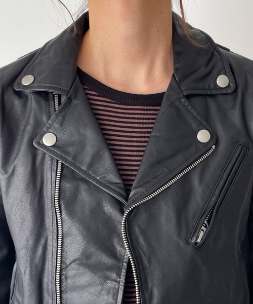 CANAL JEAN（キャナルジーン）の「NAF(ナフ) vintage風レザーライダースジャケット（ライダースジャケット・レディース・ブラック・36）」の10枚目の写真