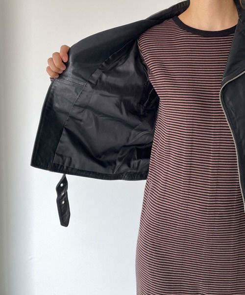 CANAL JEAN（キャナルジーン）の「NAF(ナフ) vintage風レザーライダースジャケット（ライダースジャケット・レディース・ブラック・36）」の14枚目の写真