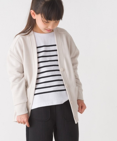 OMNES（オムネス）の「キッズ裏毛Vネックカーディガン（カーディガン/ボレロ・キッズ・ブルー/アイボリー/ブラック/ラベンダー・120/100/130/110/140/80/90）」の8枚目の写真